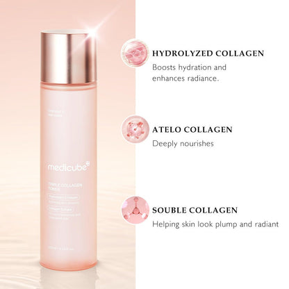 Collagen Face Toner 140ml Triple Collagen Deep Hydration Plumping Toner with Hyaluronic Acid for Bath Time, Home Spa and Personal Care