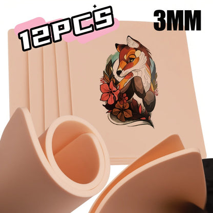 Silicone Tattoo Practice Skin 3mm Thick Double-Sided Fake Skin for Beginners & Professional Artists – Line Work Shading Outlining Eyebrow