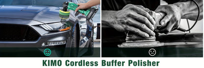 KIMO-Labeled 20V Cordless Rotary Buffer Polisher Kit with Six Speeds, Two 2.0Ah Batteries and Pictured Pads