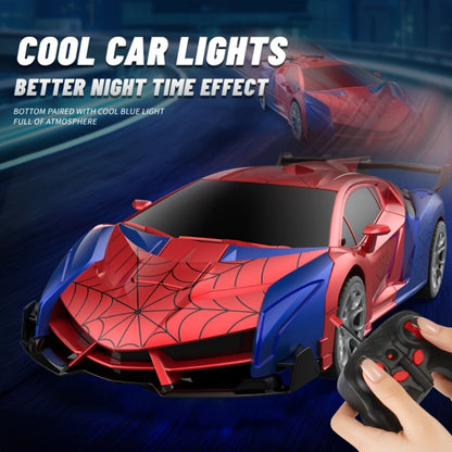 Robot Deformation Car for Kids 1:18 Blue & Red, One-Button Transform Remote Control Stunt Vehicle