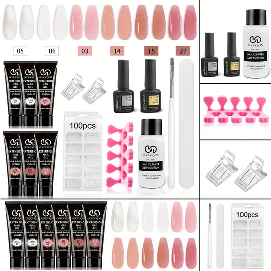 Poly Nail Gel Kit Hard Builder 6 Colors Clear Pink White – Nail Extension Thickening & Strengthening Gel for Brittle Thin Nails & French