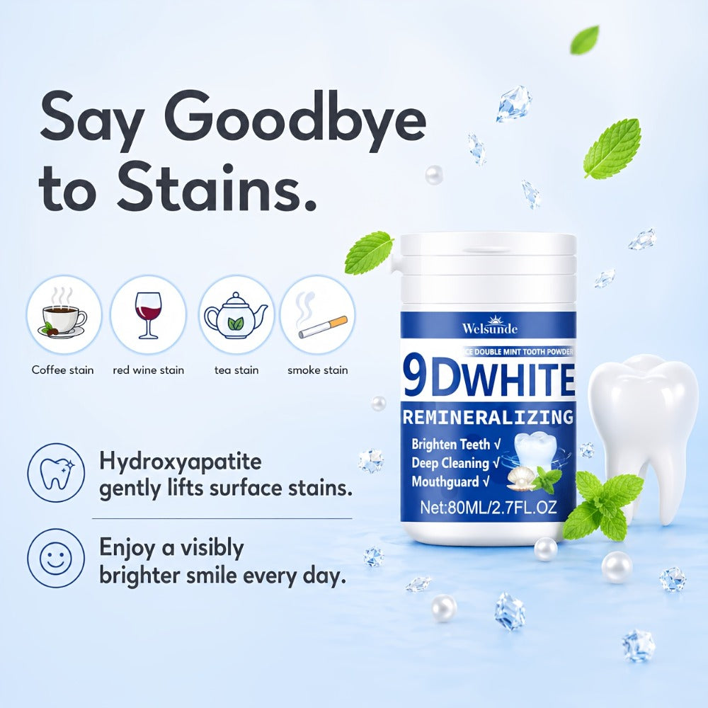 Hydroxyapatite Tooth Powder 2-Pack Remineralizing Fluoride-Free Deep Cleaning Whitening Mint Toothpowder
