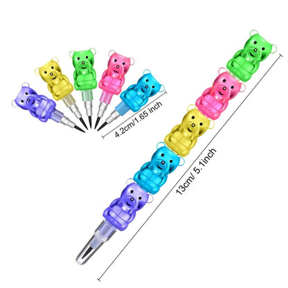 Bear Stackable Pencils 5-in-1 HB 59pcs No Sharpening Needed for Parties, Celebrations and Guest Favors