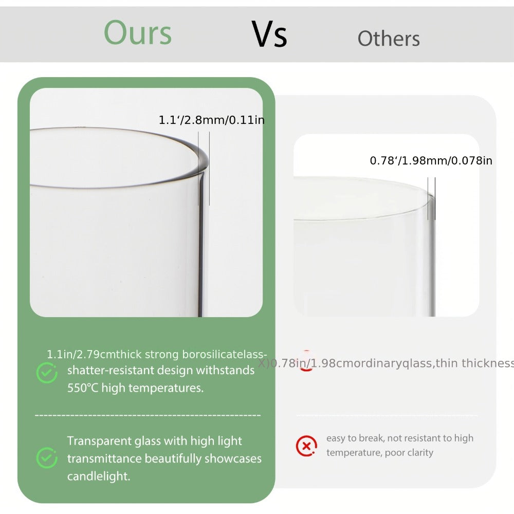 Pillar Candles with Clear Glass Hurricane Holders, Unscented White Cylinder Candles & Vases for Wedding Centerpieces
