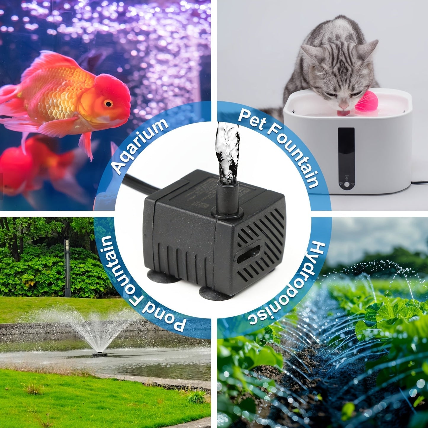 Cat Water Fountain Replacement Pump for Garden, Patio and Yard Use, with the Listed Configuration