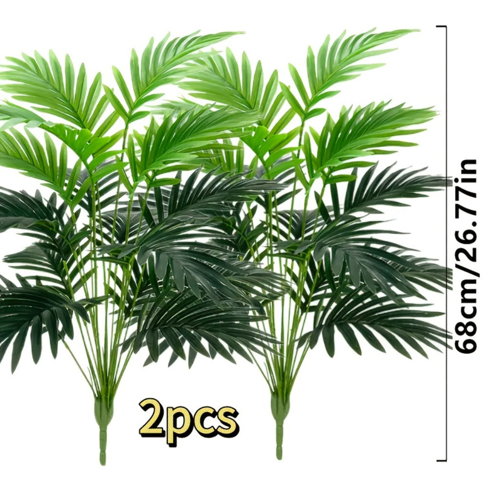 Artificial Palm Leaf Stems, Two-Piece Greenery Set at 26.77 Inches without Included Planter or Basket