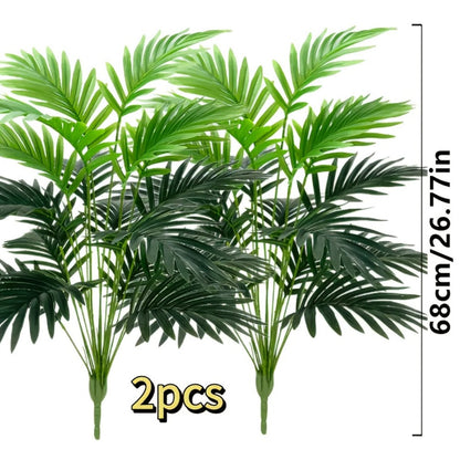 Artificial Palm Leaf Stems, Two-Piece Greenery Set at 26.77 Inches without Included Planter or Basket
