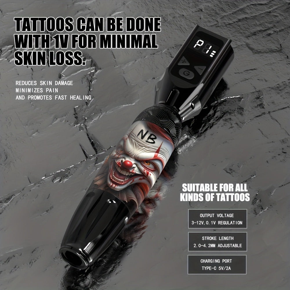 INKSOUL TM-81 Wireless Tattoo Kit Rotary Tattoo Pen with LCD Screen 1100mAh Battery for Temporary Body Art, Festivals and Costumes