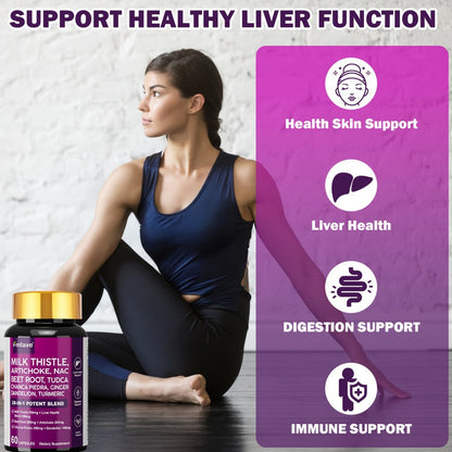 Liver Support Supplement 28-in-1 Ultimate Herbal Blend, Milk Thistle, Dandelion & Turmeric for Liver Cleanse
