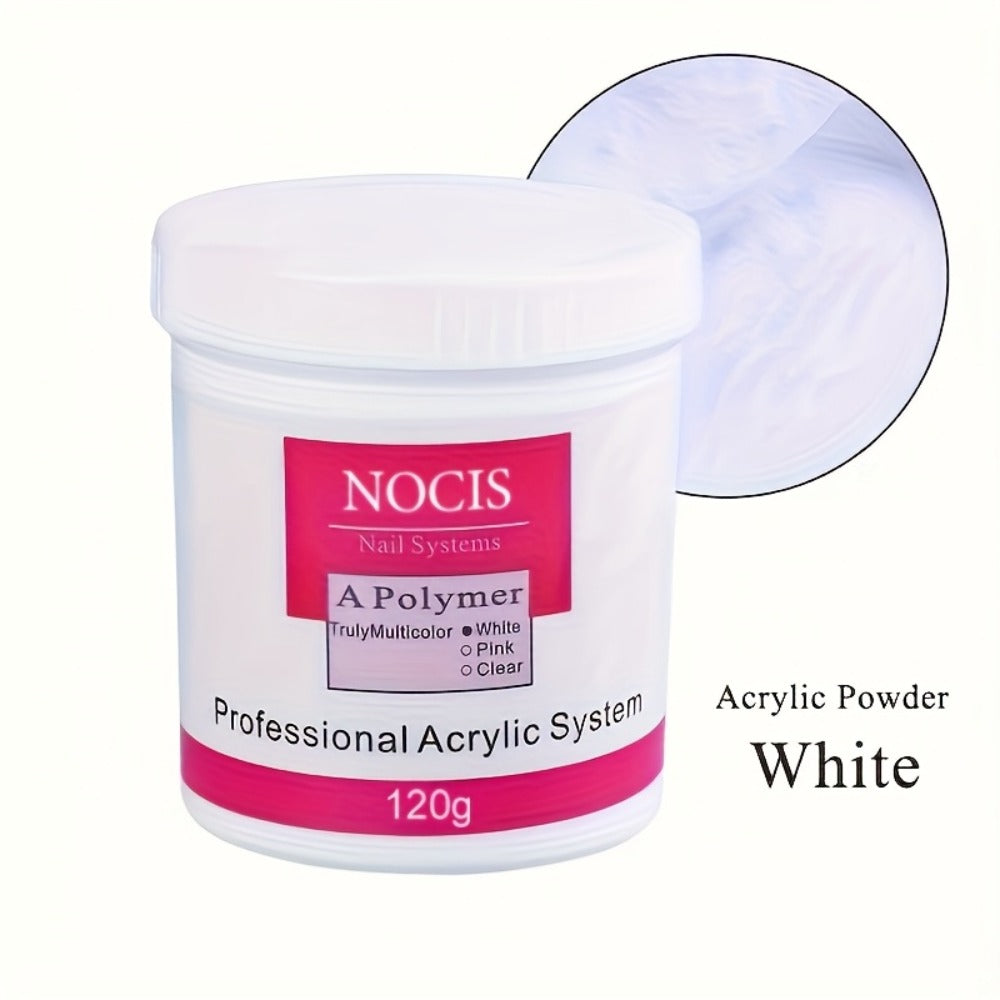 No Lamp Acrylic Nail Extension Powder 120g Clear Pink White, Crystal Formula for Carving 3D Nail Art