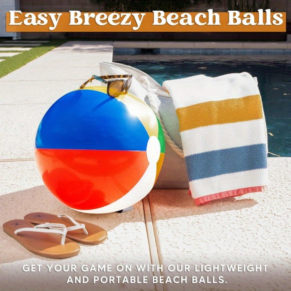 Rainbow Beach Balls 4-Pack 20 Inch, Large Inflatable Beach Ball Set for Pool Party Decorations