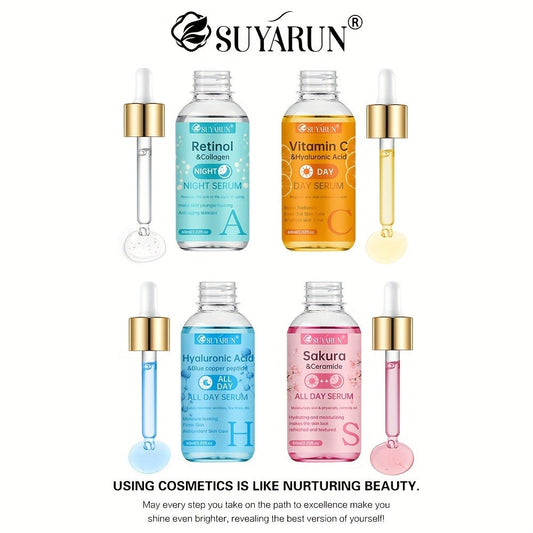 Face Serum Set 4-Piece Day & Night with Vitamin C Retinol Hyaluronic Acid Ceramide - Deep for Bath Time, Home Spa and Personal Care