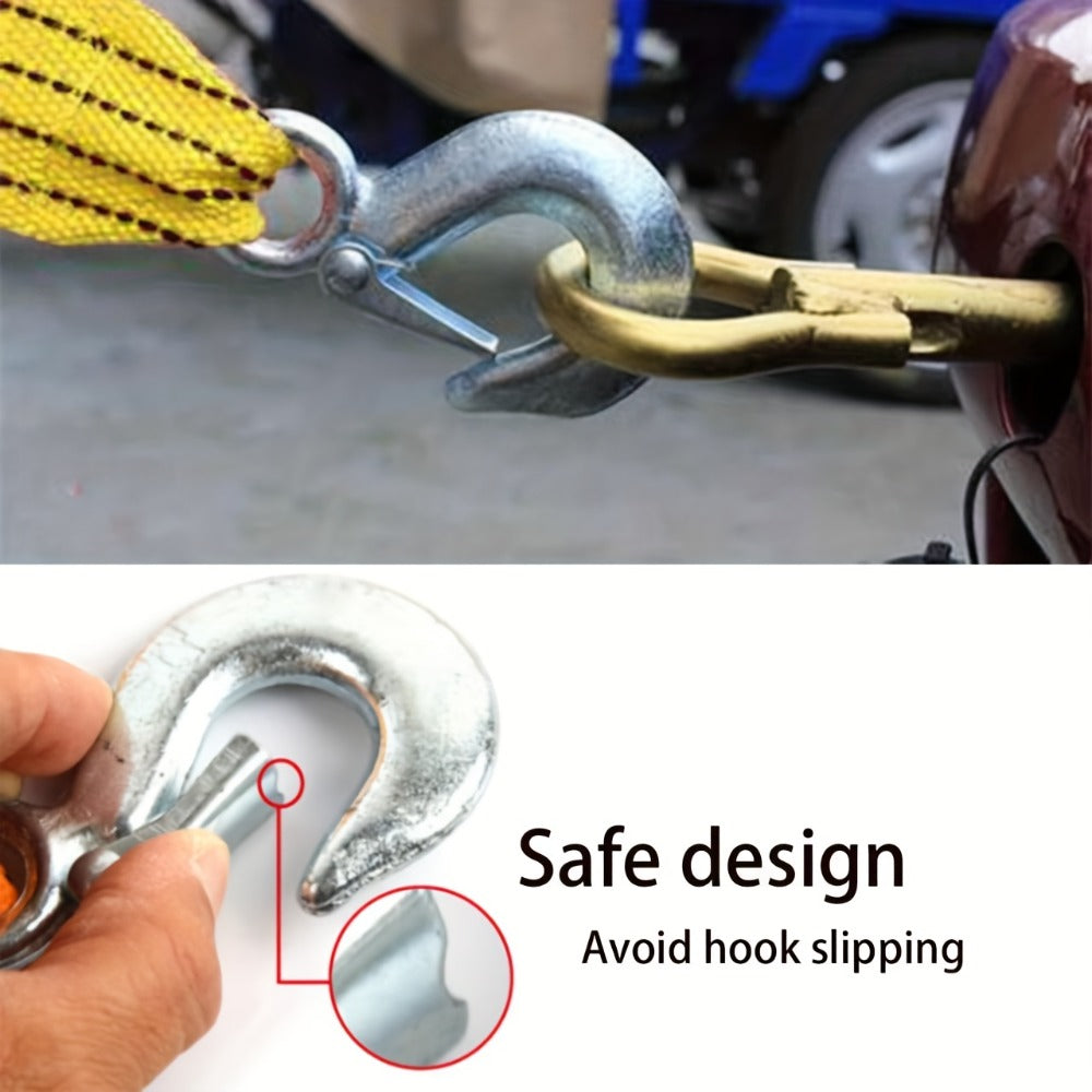 Recovery Tow Strap with Forged Steel Hook – 4M 13FT 11000LB Heavy Duty Winch Strap for Off-Road SUV Truck Pickup Emergency Vehicle Rescue