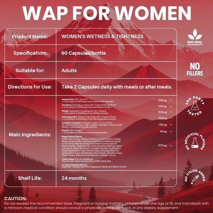Women's Intimate Wellness Capsules with Kacip Fatimah, Manjakani & Maca Root - Natural Hydration