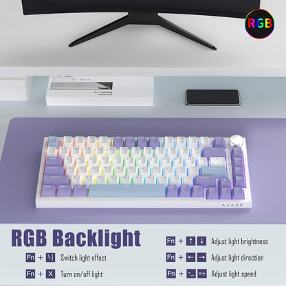 Hot Swap Gasket Mechanical Keyboard AJAZZ AK820 75%, Wireless 2.4GHz & Wired, Volume Knob, South-Facing RGB