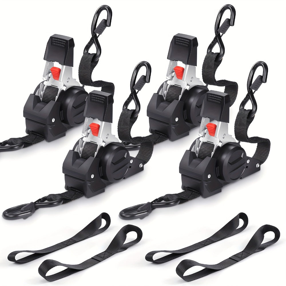 Retractable Ratchet Straps with Extension Strap for Entryways, Bedrooms and Living Spaces, with Listed Configuration