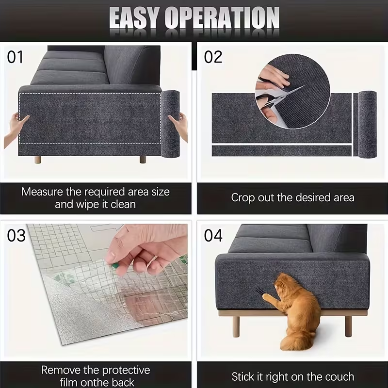 Cat Scratch Mat 55"x15" Trimmable Self-Adhesive Cat Scratching Pad for Furniture Sofa Couch Wall Door Corner Protection