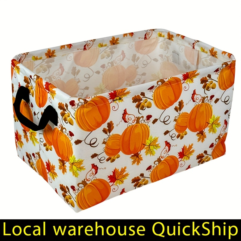 Soft Open-Top Printed Storage Bin with Side Handles and Cat, Dog, Pumpkin, Duck or Dachshund Designs