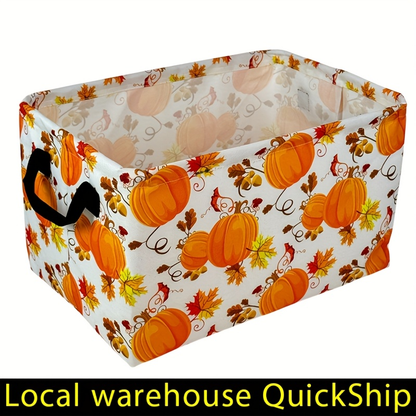 Soft Open-Top Printed Storage Bin with Side Handles and Cat, Dog, Pumpkin, Duck or Dachshund Designs