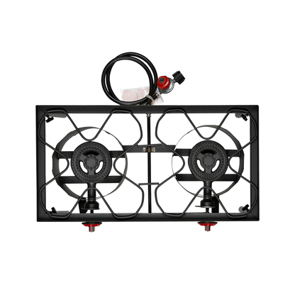 Propane Camping Stove Cast Iron 1, 2 or 3 Burner with Detachable Legs, 20 PSI High-Pressure Regulator