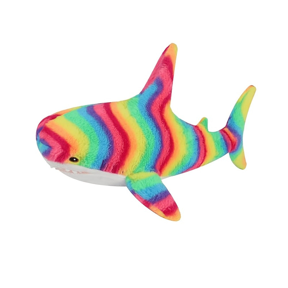Stuffed Animal Rainbow Shark with Long Pillow Shape, Mixed Colors and Soft Plush Fabric for Room Decor