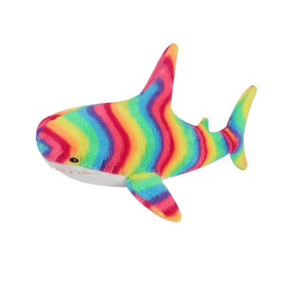 Stuffed Animal Rainbow Shark with Long Pillow Shape, Mixed Colors and Soft Plush Fabric for Room Decor