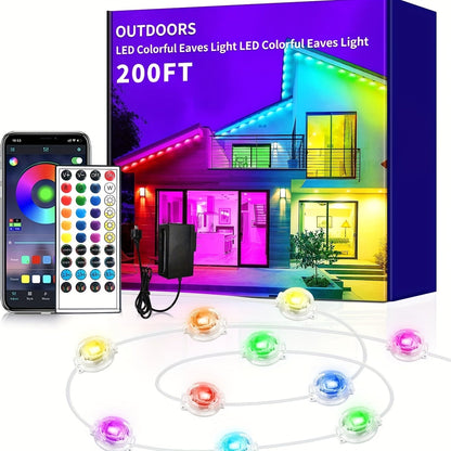 Permanent Eave Lights RGB Outdoor 200FT - Music Sync, Scene Modes, App Controlled Under Eave LED Lighting for House Exterior