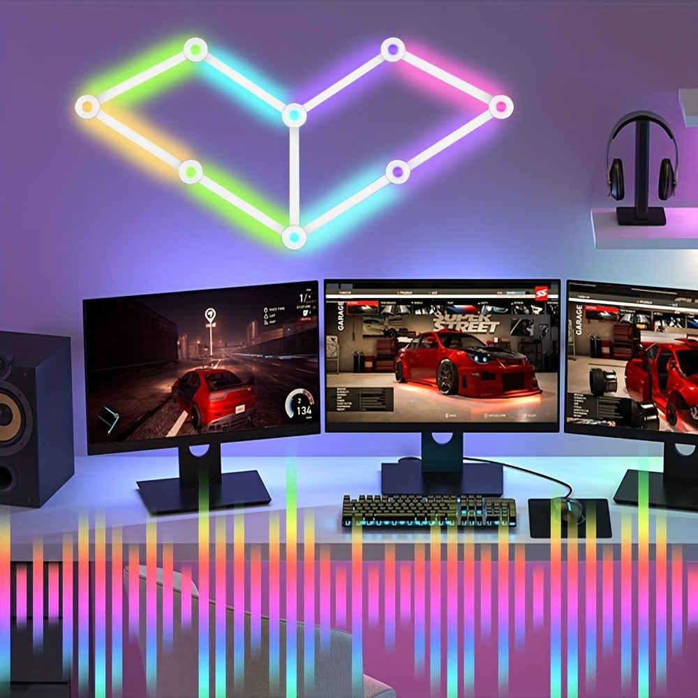 Modular LED Atmosphere Light 9pcs Starry Sky RGB, Freely Splicing, Music Sync, App & Voice Control