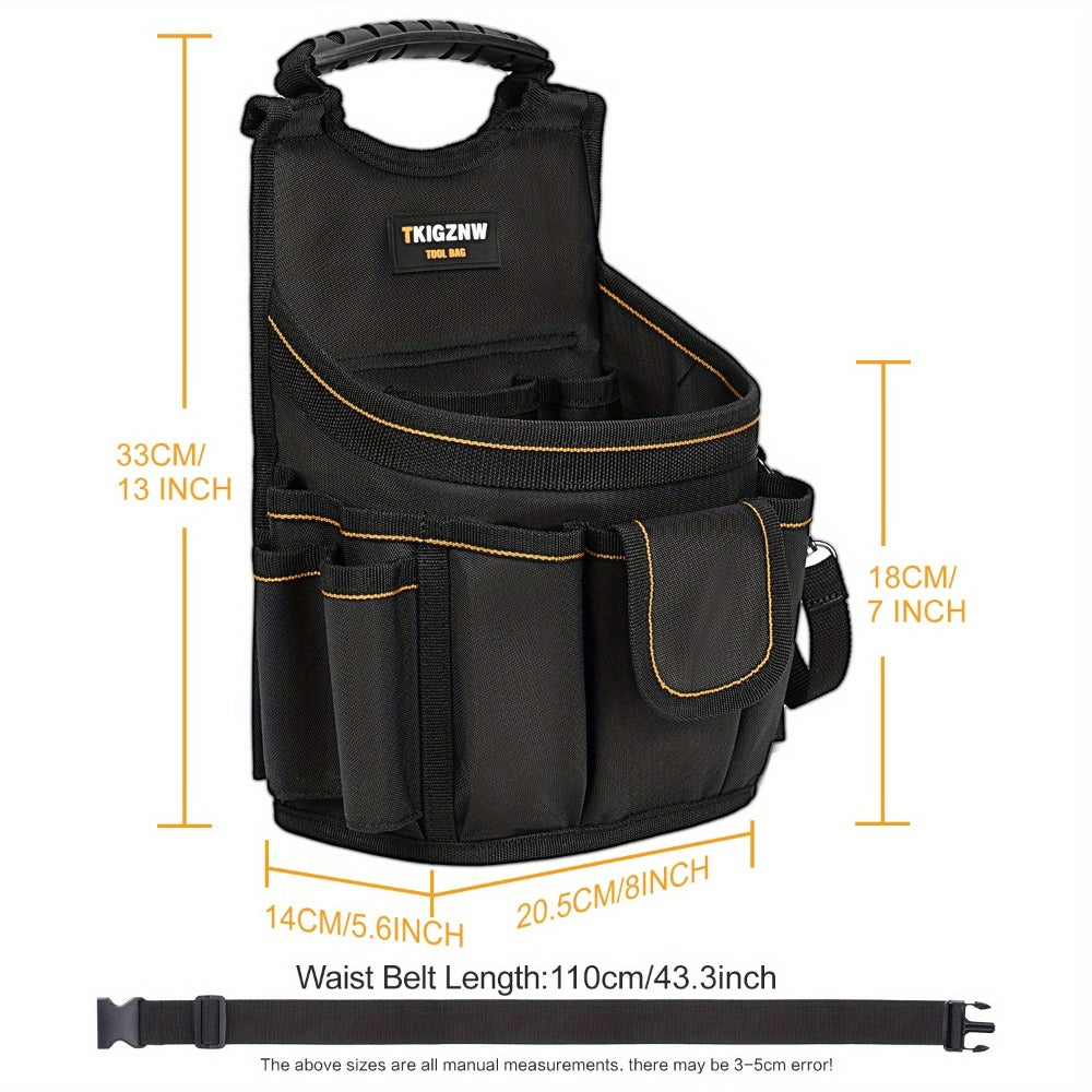 Tool Belt Bag – 18-Pocket Large Tool Organizer Pouch with Wide Mouth Opening, Polyester for Construction
