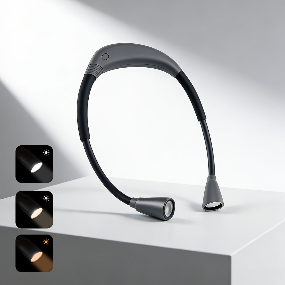 Rechargeable Book Light for Reading in Bed, Battery, Bendable Neck, 3 Color Modes & 6 Brightness Levels