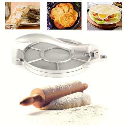 Tortilla Press 8 Inch Aluminum Alloy Adjustable Thickness Tortilladora for Flour Corn for Home Cooking, Dining and Outdoor Meals