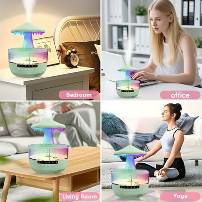 Aromatherapy Diffuser Humidifier Upgraded Colorful Raindrop Music Design 7-Color LED Night Light Large Capacity Quiet Operation for Bedroom