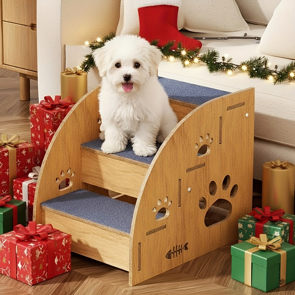 Dog Stairs for Bed & Couch Non-Slip – 3 to 5 Step Pet Steps with Safety Rails, Ramp Design for Small Medium Dogs, Cats & Senior Pets