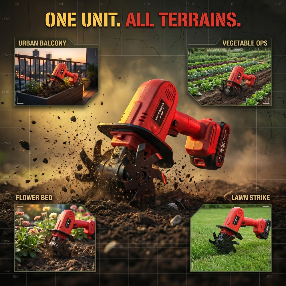 Cordless Electric Cultivator 20V Handheld Rotary Tiller, 9-Inch Width 6.6-Inch Depth, 1 or 2 Batteries & Charger