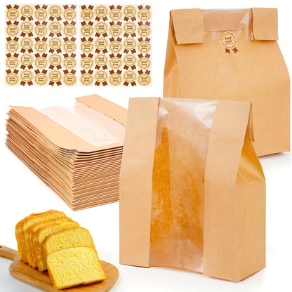 Bread Bags 100pcs Paper with Window 50% Thicker 13.7x8.2x3.7in Sourdough Homemade Bread for Entryways, Bedrooms and Living Spaces