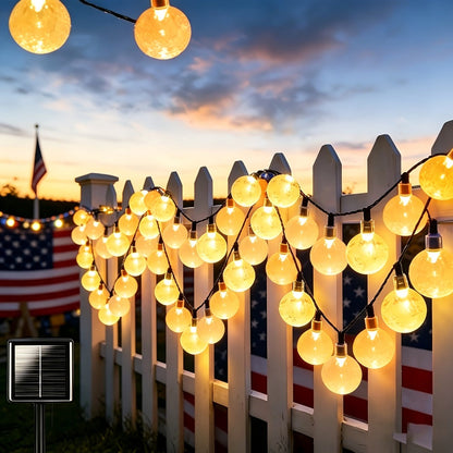 String Lights, 100-LED Solar Crystal Ball Fairy Lights with Eight Modes, 39-Foot Length and Four Colors