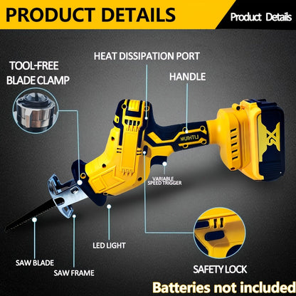 Reciprocating Saw Brushless Cordless for DeWalt 20V Battery, 0-3500 SPM Variable Speed, Tool-Free Blade Change