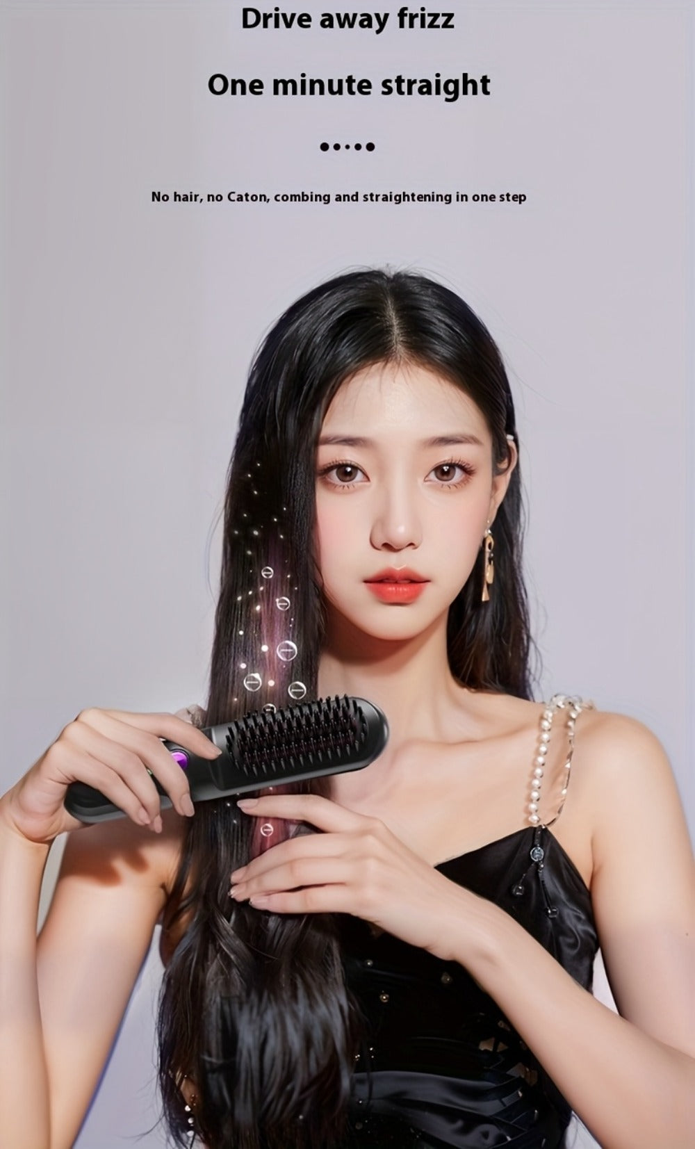 Wireless Hair Straightener Comb - Portable Cordless Straightening Brush with 3-Min Fast Heat, 3 Temp Settings 170-190°C
