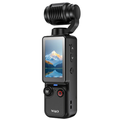 W&O 4K-Labeled Pocket Action Camera with 180-Degree Rotating Lens, 1.9-Inch Screen and 2000mAh Battery Marking