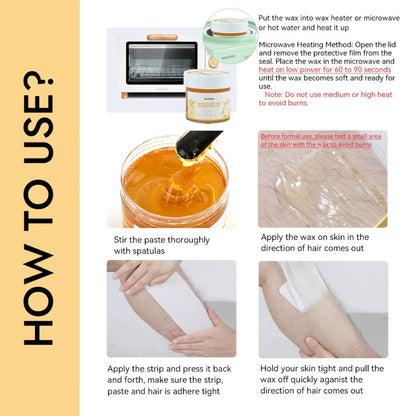 Sugar Wax Hair Removal Kit 300g – Gentle Soft Wax with Strips & Sticks for Body Hair Removal, Lemon or Activated Carbon Formula