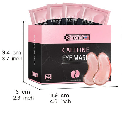 Caffeine Eye Mask 25 Pairs Under Eye Patches with Collagen Hyaluronic Acid Glycerin – Reduces Dark Circles Puffiness Firms & Hydrates Korean