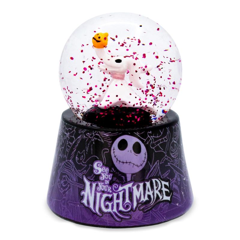 Nightmare Before Christmas Zero Light-Up Snow Globe, Disney Jack Skellington Dog Mini Collectible Snow Globe 3-Inch