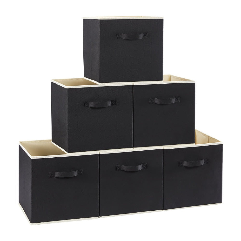 Collapsible Storage Cubes Set of 6 Foldable Fabric Bins Cube Storage Organizer Baskets for Laundry Rooms, Closets and Home Organization