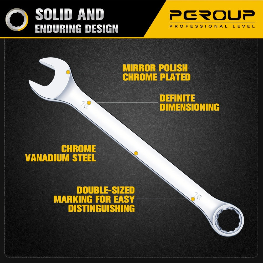 Combination Wrench Set with 14-Piece Metric, 14-Piece SAE or 32-Piece Mixed Checkout Options and Carry Case