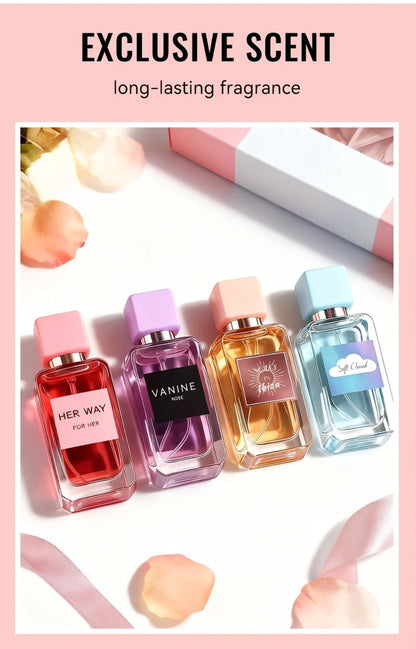 Perfume Gift Set Aroma Allure Four 20ml Eau de Parfum Sprays in Pink Blue Windowed Box for Women