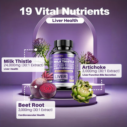 Dietary Supplement Milk Thistle, Turmeric and Dandelion Root Capsules, labeled 24, 000mg Blend