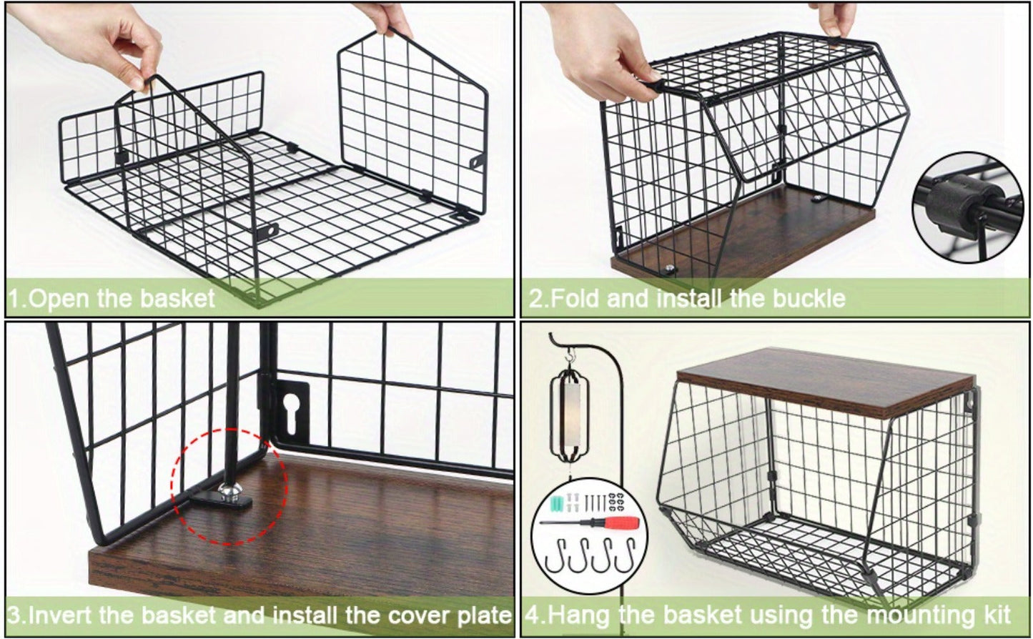 Stackable Metal Wire Fruit Basket with Lid, 1 or 2-Tier Hanging Kitchen Pantry Storage Bin
