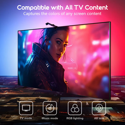 TV LED Backlight with Camera Screen Sync RGBW 5ft – Real-Time Color Matching USB Powered Ambient Bias Lighting for Smart TVs