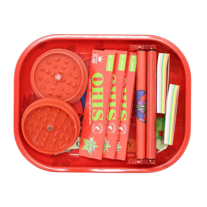 Rolling Tray Set with Grinder Rolling Papers Filter Tips Cigarette Maker – Complete Smoking Accessories Kit Gift Set for Valentine's Day