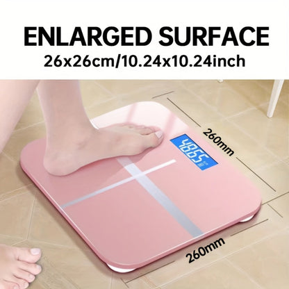 Square Digital Bathroom Scale in Black or Pink with Basic, No-Battery and USB-Charging Options